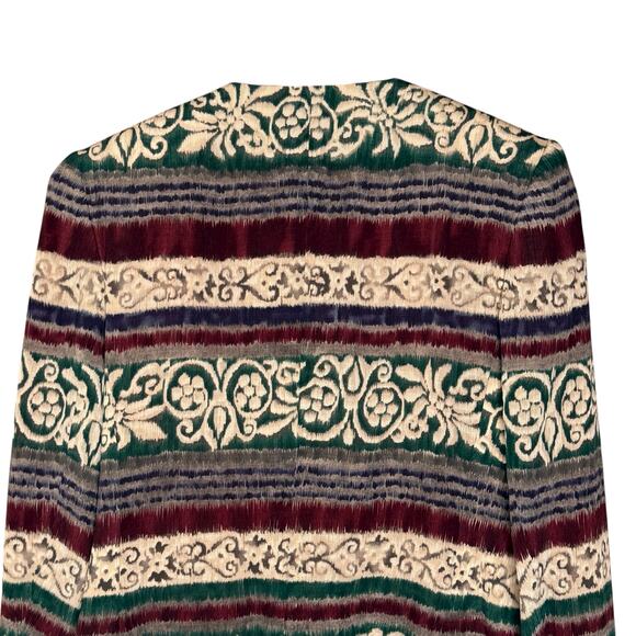 Jones New York Petite Silk Blazer 8P Green Brown Vintage Heritage Style - Picture 9 of 11